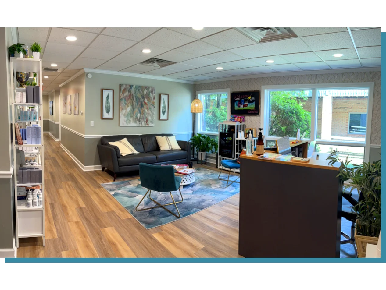 Waiting room at Mountain Radiance Medical Spa in Asheville, NC